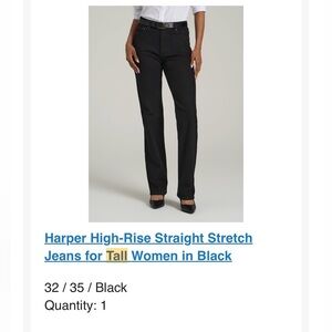Harper high rise straight American Tall black jeans 32x35